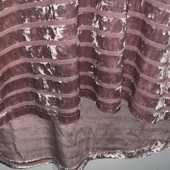 Womens Mauve Striped Velvet Long Sleeve Top Size M - Picture 3 of 6